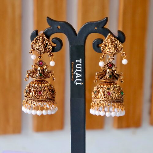 Temple Peacock Antique Jhumka