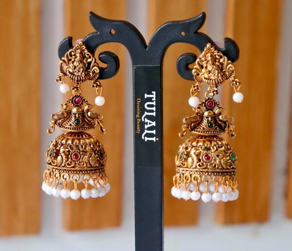 Temple Peacock Antique Jhumka
