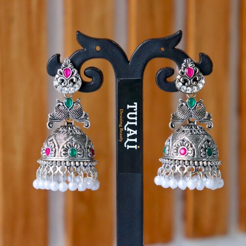 Oxidised Multicolor Pearl Jhumka