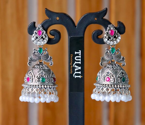 Oxidised Multicolor Pearl Jhumka