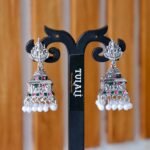 Oxidised Temple Pearl Jhumka