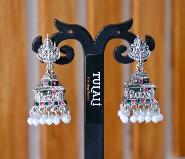 Oxidised Temple Pearl Jhumka